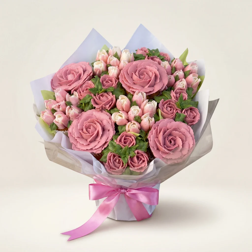 Wedding Table Centrepieces <br> <span class="pink-text">(Cupcake Bouquets)</span>